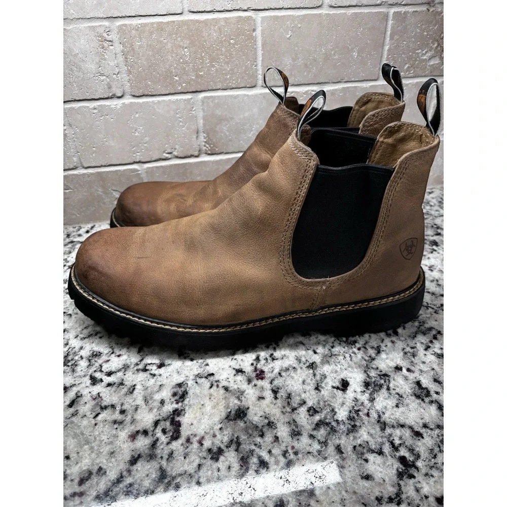 Ariat Men's Spot Hog Chelsea Boots Composite Toe 14D Distressed‎ Brown Leather